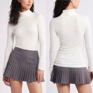 BP. Rib Top Slim Fit Long Sleeve Turtleneck Organic Cotton Blend Ivory White NWT